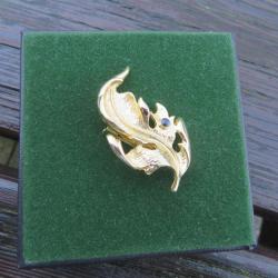 VINTAGE - Ancienne broche en métal doré a décor de feuille - France (XXé)