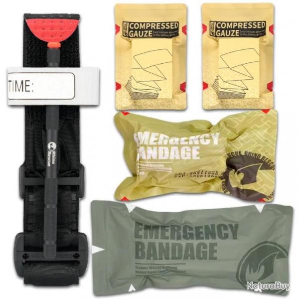 RHINO RESCUE Bandage isralien Tourniquet mdical - Kit d'urgence Trauma  premiers secours