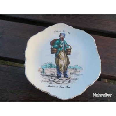 Assiette Ancienne Signée Georges Dreyfus Gédé - Thème Laboureur, En Faïence, Très Bel état