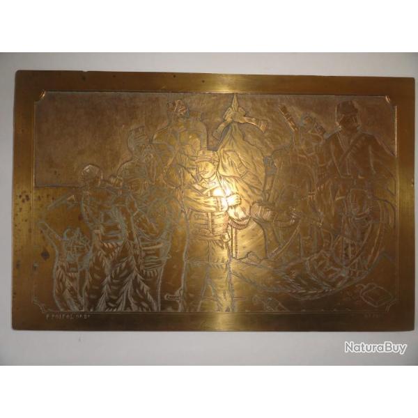 GRAVURE  POILUS FANTASSINS  14 / 18  SUR BRONZE