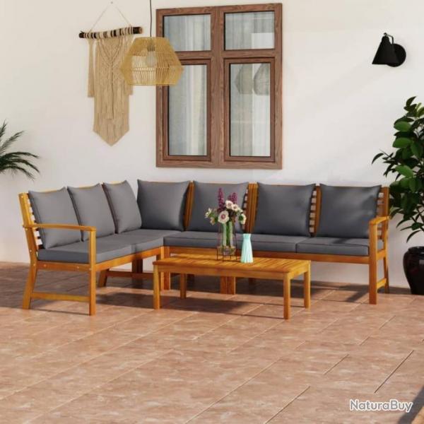 Salon de jardin 5 pcs avec coussin Bois d'acacia solide