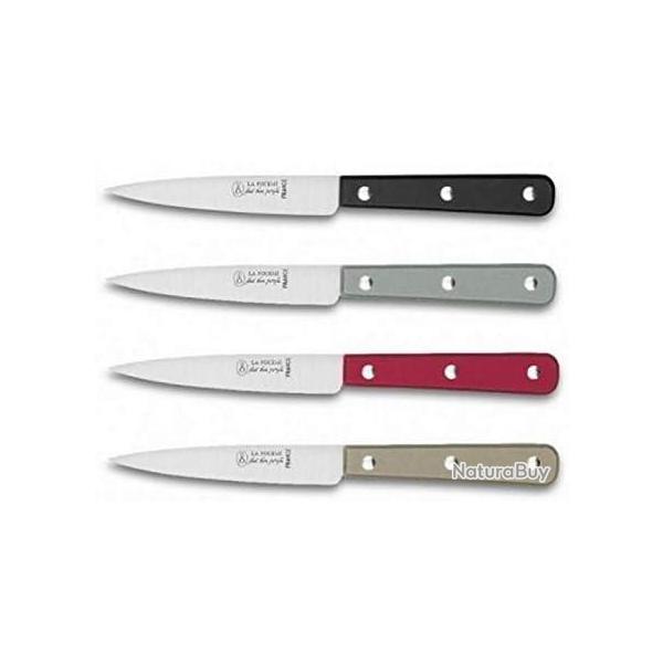 La Fourmi 4 x Couteaux d Office Rouge,Taupe,Beige,Noir 10 cm Fabrication franaise