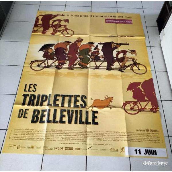 AFFICHE ORIGINALE  "LES TRIPLETTES DE BELLEVILLE "de Sylvain Chomet 120x160