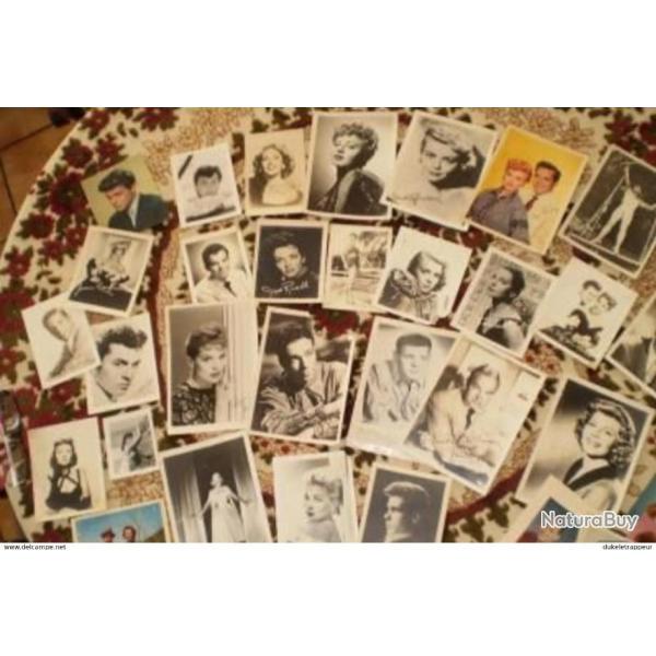 Lot de photos et cartes, cartes postales des annes '50/'60 de vedettes Hollywoodiennes !!!