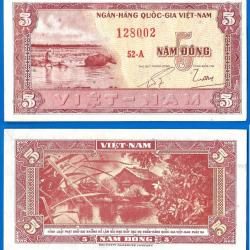 Vietnam Sud 5 Dong 1955 National Bank Billet Animal