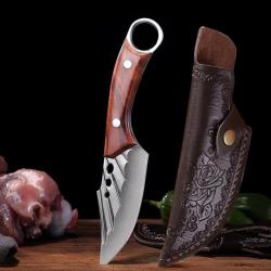 Couteau Chasse Camping Cuisine Etui Cuir, Modele: D