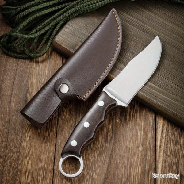 Couteau Chasse Camping Cuisine Etui Cuir, Modele: E