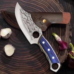 Couteau Chasse Camping Cuisine Etui Cuir, Modele: H