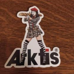 AUTOCOLLANT MARQUE ARKTIS PIN UP FRANCE BERET BAGUETTE  HUMOUR