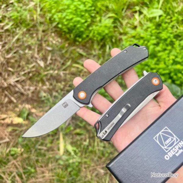 Couteau pliant Obespina D2 stonewash G10 camping survie