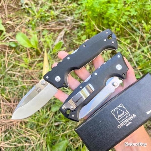 Gros Couteau pliant Obespina D2 G10 camping survie