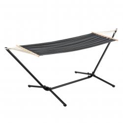 Hamac avec cadre surte acier coton polyester 200x100 cm noir gris foncé 03_0007167
