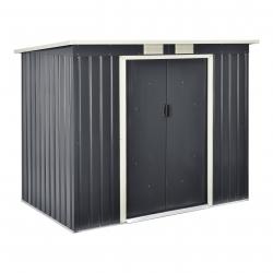 Abri de jardin toit en appentis 213 x 130 x 173 cm tôles en acier galvanisées gris foncé 03_0007175