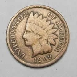Pièce d'un cent américain de 1909 avec tête d'Indien