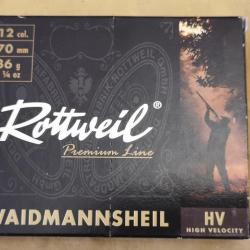 Cartouches Rottweil Waidmannsheil HV cal. 12/70 N°5 DESTOCKAGE!!!