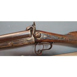 Magnifique fusil de luxe 16 broche jaspé ciselure en or fin signé L.LOEVEN PARIS canon damas