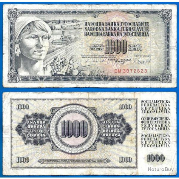 Yougoslavie 1000 Dinars 1981 Prefixe BT Billet Dinara Culture Moissonneuse