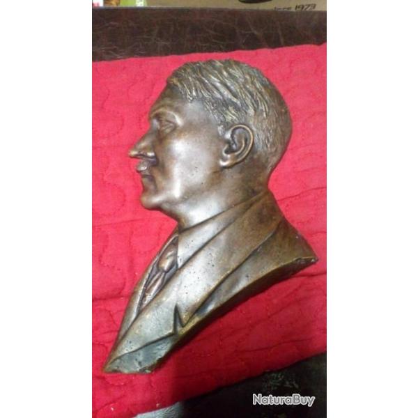 Profile adolf hitler en bronze original ww2 Bronzes, statues et