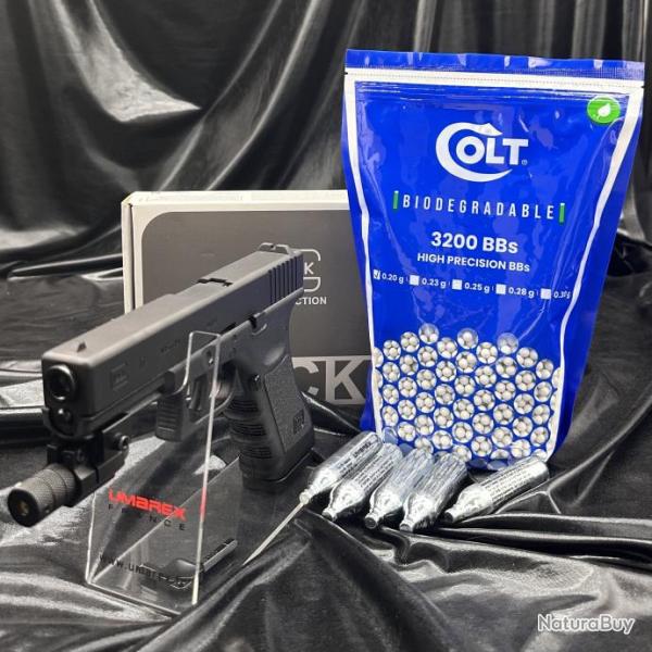 Pack Laser Prt  tirer PISTOLET GLOCK - 17 BBS 6MM - Airsoft CO2