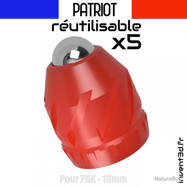 5 Patriot V2 18mm rutilisable pour PAK - Bille 10mm - Rouge