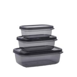 3 Pièces - Lunch Box Plastique Gris Tailles assorties