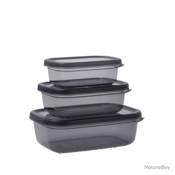 3 Pices - Lunch Box Plastique Gris Tailles assorties