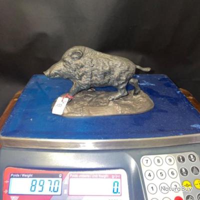 Sculpture Sanglier En Bronze Ou Laiton Massif - Trophée Chasse - Ornement