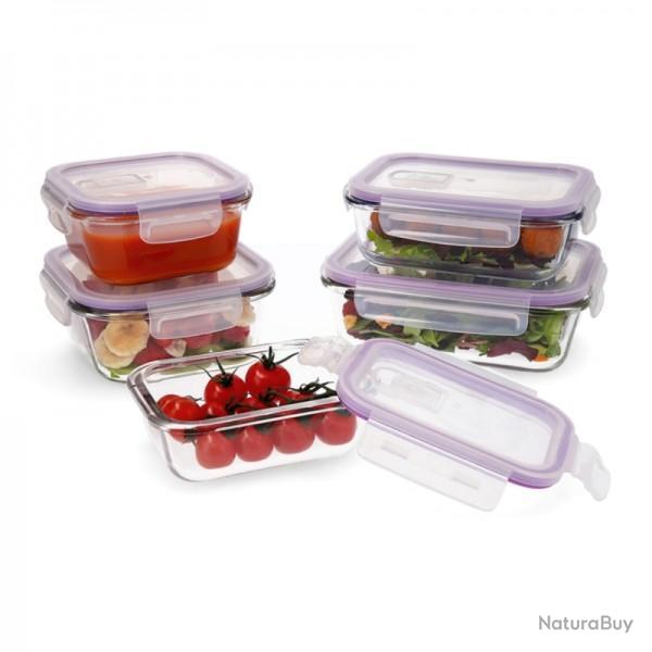 5 Pices - Lunch Box Hermtique Verre Tailles assorties