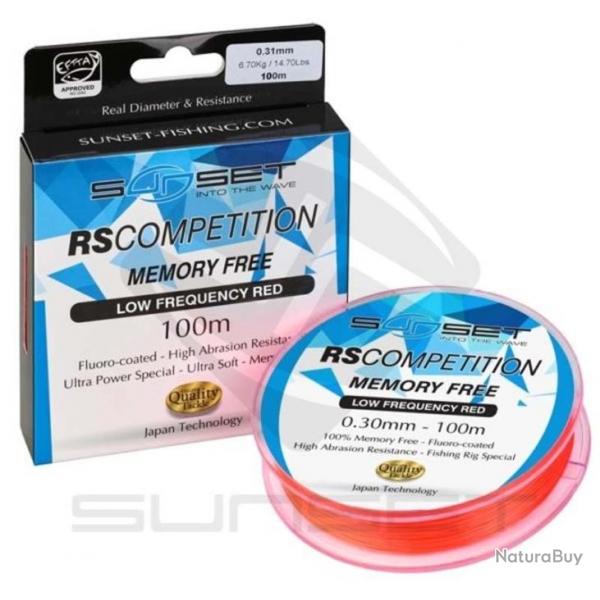 Memory Free 100 M RS Competition Low Frequency Red Nylon Sunset  0.30 / 5.10 Kg / 11.2 Lbs