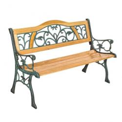 Banc bois et fonte meuble de jardin 124 cm 2208148