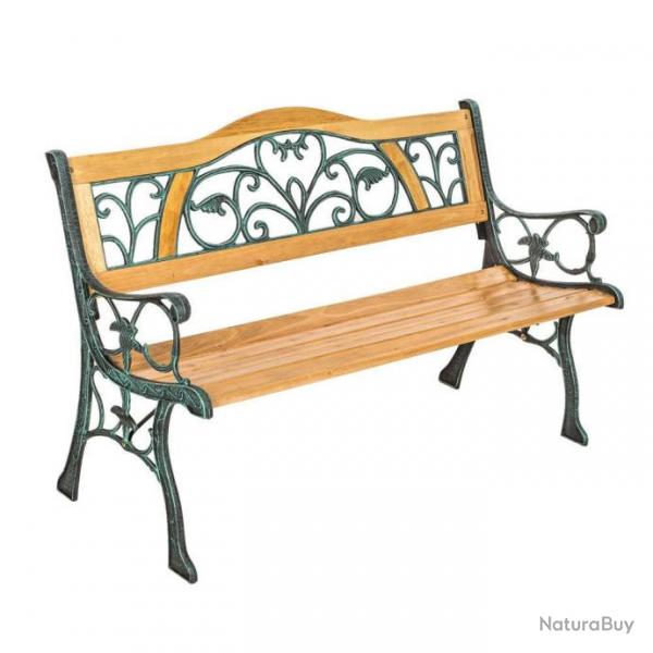 Banc bois et fonte meuble de jardin 124 cm 2208148