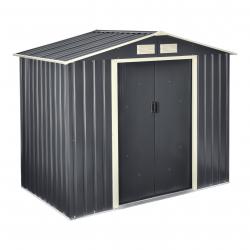 Abri de jardin 213 x 127 x 185 cm toit à pignon tôles en acier galvanisées gris foncé 03_0007172