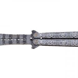 JOKER - Couteau papillon motif damas gris