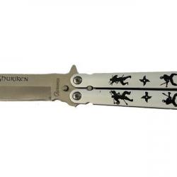 ALBAINOX - Couteau papillon Shuriken blanc et noir
