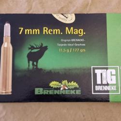 Cartouches cal. 7mm Rem Mag Brenneke 177gr TIG HILMAR SUPER DESTOCK !!!