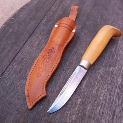 Couteau PUUKKO de KAUHAVA FINLAND Manche en Bois avec Fourreau en cuir