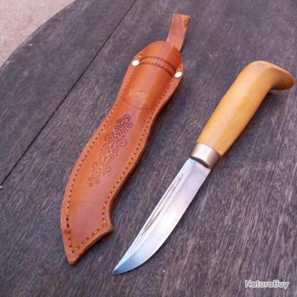Couteau PUUKKO de KAUHAVA FINLAND Manche en Bois avec Fourreau en cuir