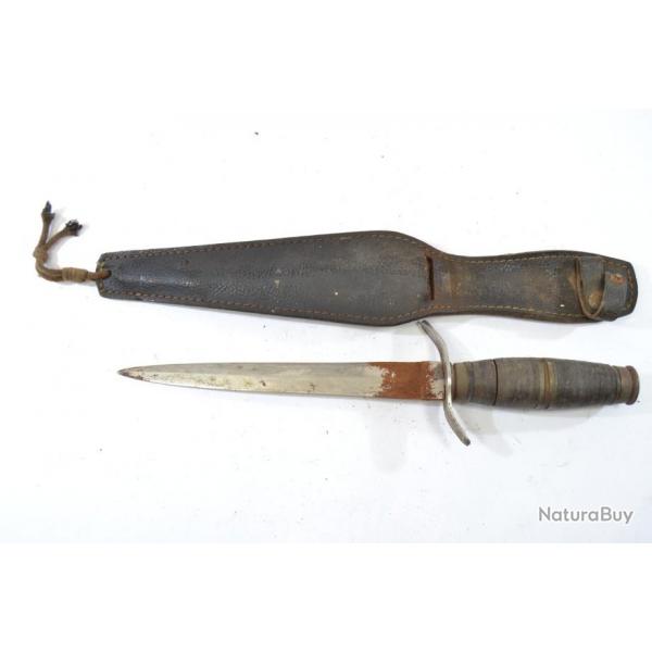 Dague couteau de foyer militaire Franais Indochine Algrie, annes 1950 - 1970. Parachutiste