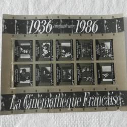 ancienne planche de timbres neufs La cinémathèque Française 1936/86