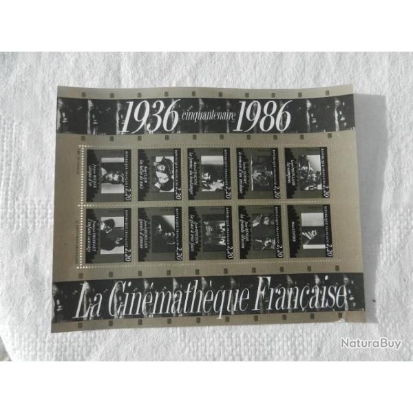 ancienne planche de timbres neufs La cinmathque Franaise 1936/86