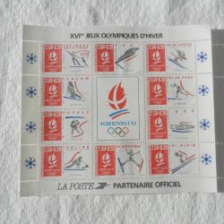 ancienne planche de timbres neufs Jeux Olympiques d'Hiver