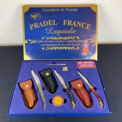 Pradel France et Laguiole - Coffret couteaux pliant - Acier, Bois, Cuir