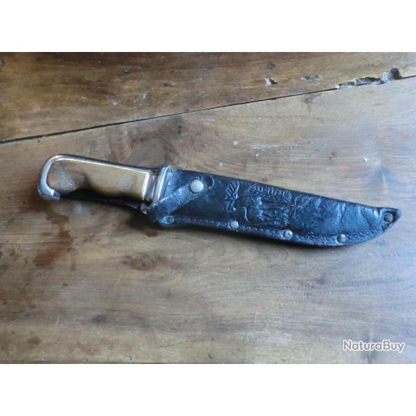 poignard chasse original bowie knife swingen germany rosfret +etui cuir