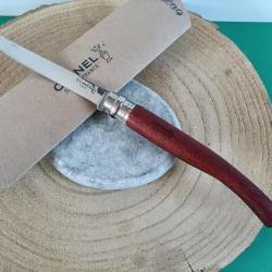 Couteau OPINEL, lame 12 cm effilée inox poli glace, manche 15 cm en Bois Padouk