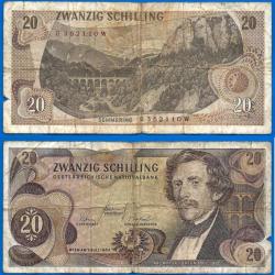 Autriche 20 Schilling 1967 Billet Prefixe E Austria