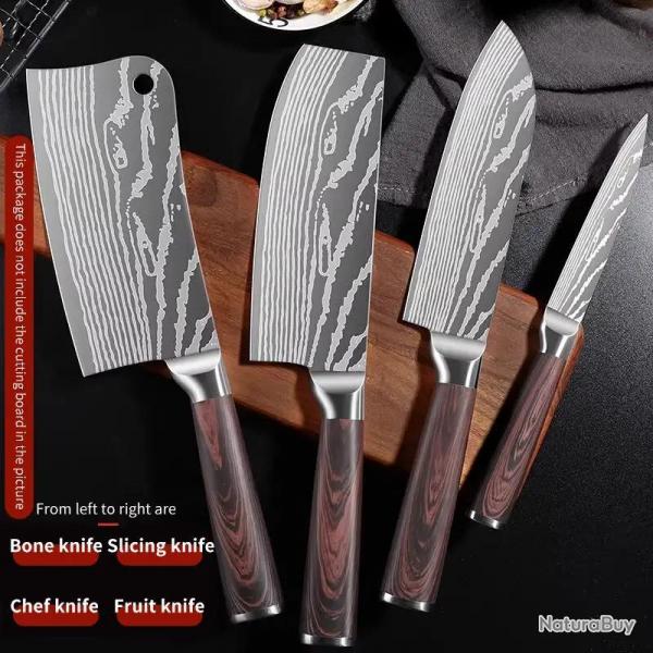 Couteau Chef Pro Style Damas Acier Inox, Modele: 4pcs