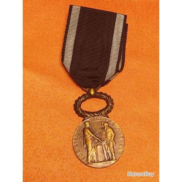 ATTRIBUEE 1933 MEDAILLE  MINISTERE TRAVAIL, PREVOYANCE SOCIALE SOCIETE SECOURS MUTUELS, FRANCE
