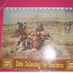 Calendrier C.M.RUSSELL & REMINGTON 1976 ! Collection !