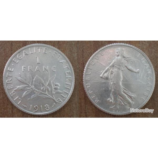 France 1 Franc 1918 Semeuse Piece Argent Francs