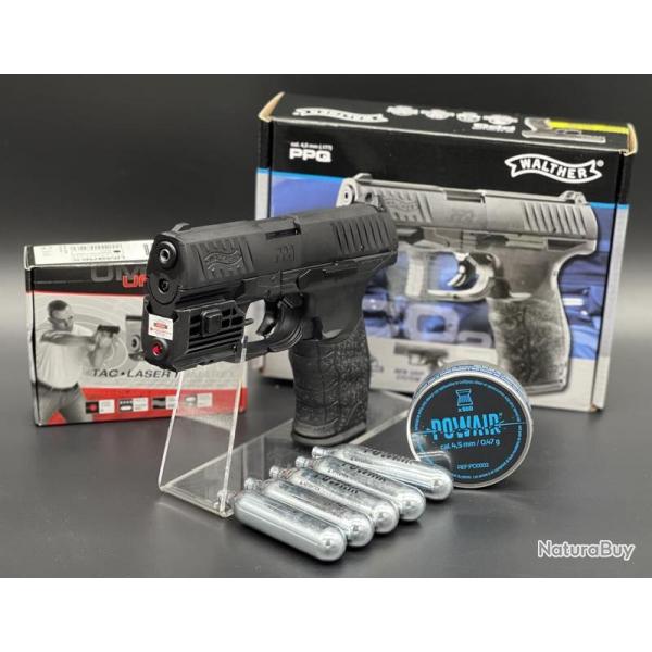 Pack prt  tirer Walther PPQ  plombs 4,5mm avec Laser / diabolo 4,5 mm propulsion CO2